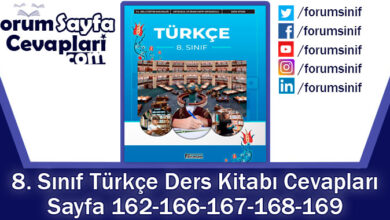 8. Sınıf Türkçe Ders Kitabı Sayfa 162-166-167-168-169 Cevapları Ferman Yayıncılık