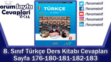 8. Sınıf Türkçe Ders Kitabı Sayfa 176-180-181-182-183 Cevapları Ferman Yayıncılık