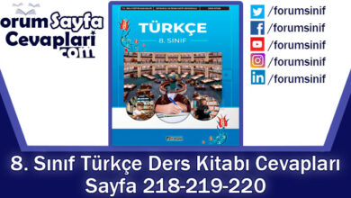 8. Sınıf Türkçe Ders Kitabı Sayfa 218-219-220 Cevapları Ferman Yayıncılık