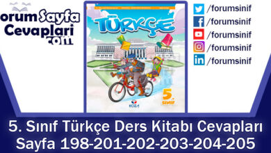 5. Sınıf Türkçe Ders Kitabı Sayfa 198-201-202-203-204-205 Cevapları KOZA Yayınları