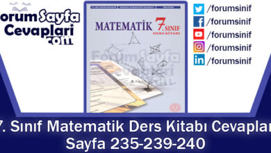 7. Sınıf Matematik Ders Kitabı 235-239-240. Sayfa Cevapları MEB Yayınları
