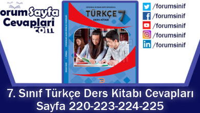 7. Sınıf Türkçe Ders Kitabı 220-223-224-225. Sayfa Cevapları Dörtel Yayıncılık